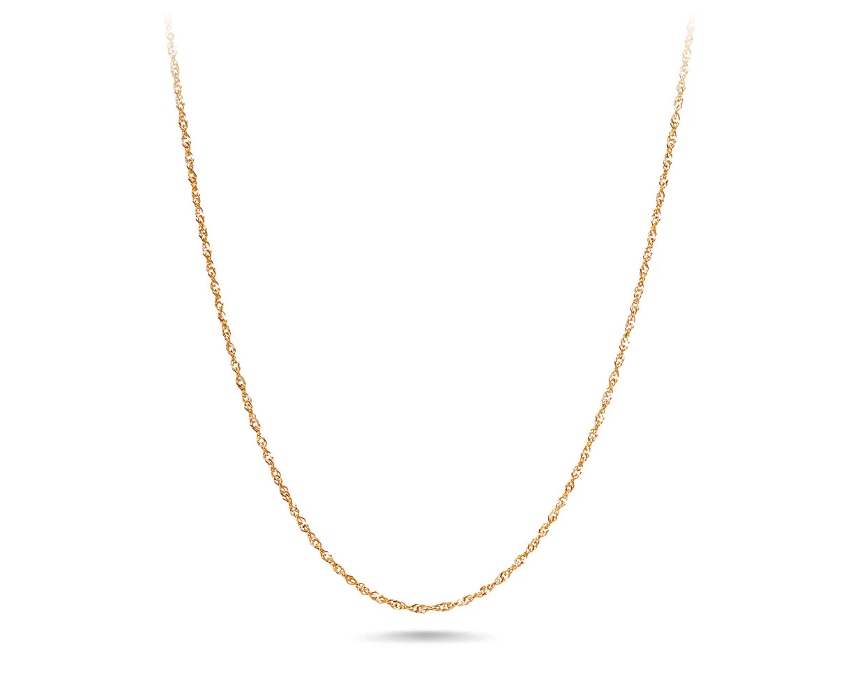 Bevilles 9ct Yellow Gold Singapore Two Tone Chain Necklace 45cm