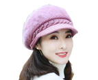 Womens Winter Warm Slouchy Hat with Brim Knit Beanie Beret Hat Skull Hat Caps with Visor