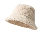 Winter Faux Fur Bucket Hat Fashion Warm Cap for Women Outdoor Fisherman Cap Plush Sherpa Bucket Hat