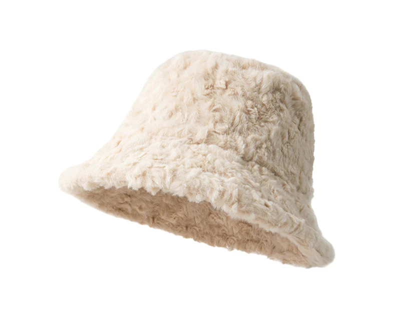 Winter Faux Fur Bucket Hat Fashion Warm Cap for Women Outdoor Fisherman Cap Plush Sherpa Bucket Hat