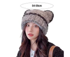 Dearanswer Fluffy Knit Beanie Hats for Women Winter Warm Soft Bear Ear Hat Animal Skull Cap Cold Weather Ski Hat