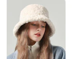 Winter Faux Fur Bucket Hat Fashion Warm Cap for Women Outdoor Fisherman Cap Plush Sherpa Bucket Hat