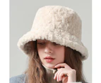 Winter Faux Fur Bucket Hat Fashion Warm Cap for Women Outdoor Fisherman Cap Plush Sherpa Bucket Hat