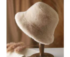 Winter Faux Fur Bucket Hat, Fluffy Fuzzy Warm Hats, Plush Fisherman Cap, Furry Puffy Hats for Women