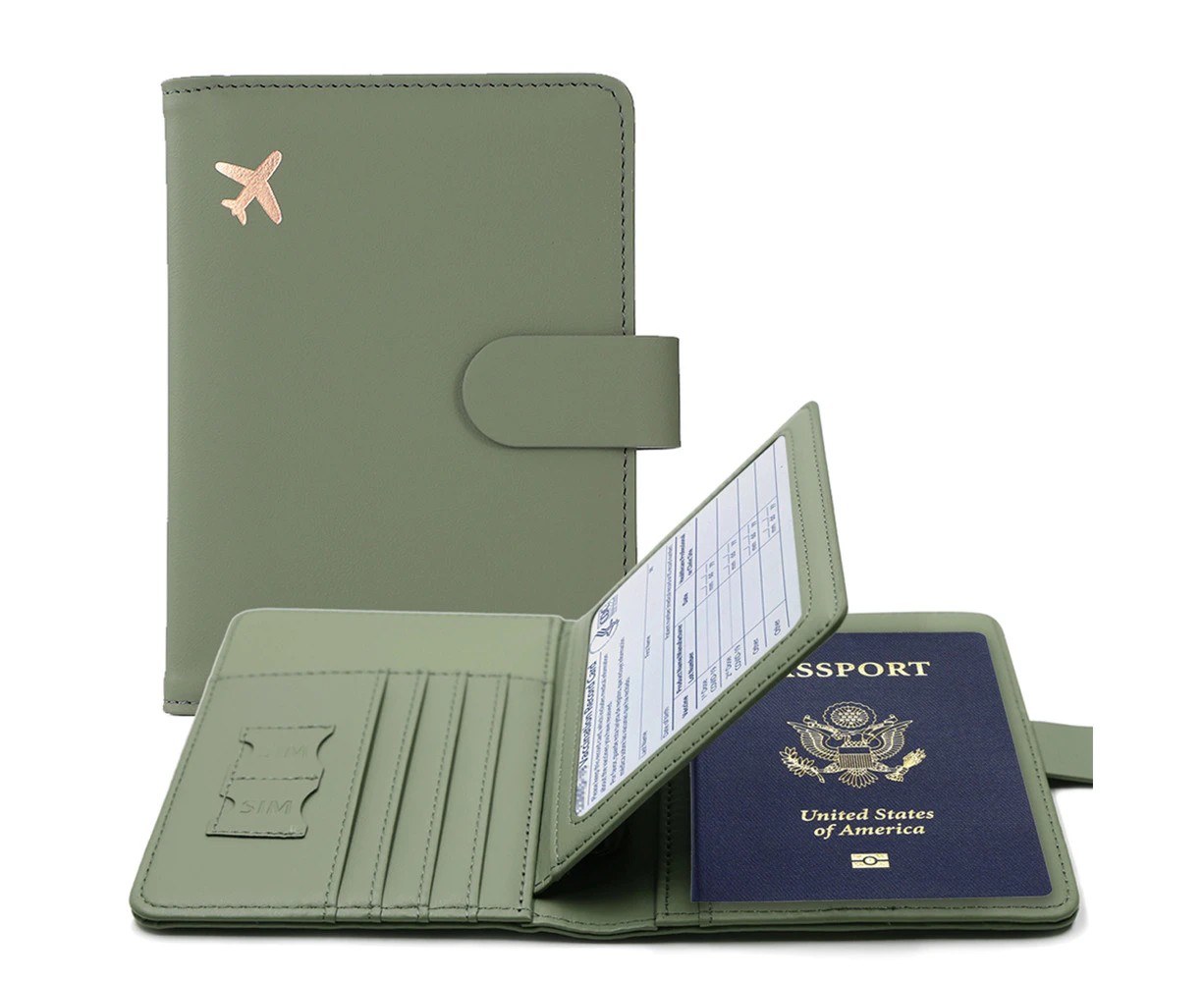 Passport Holder and Vaccine Card Holder, SIM Card Slot, PU Leather Travel Passport Case for Women/Men