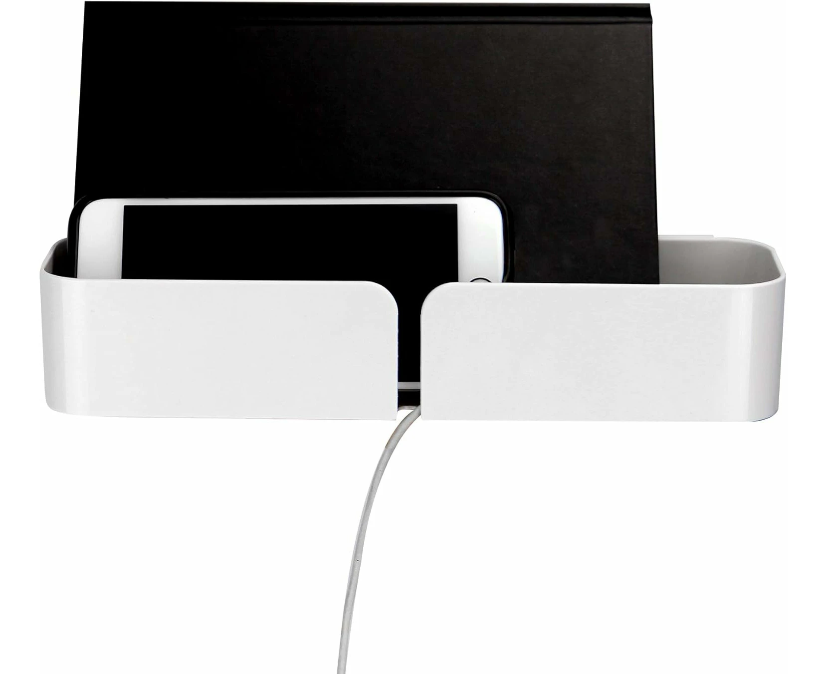 White Bedside Shelf | Floating Shelf | Adhesive Wall Shelf | Phone Charging Stand | Multiple Fixings Included |