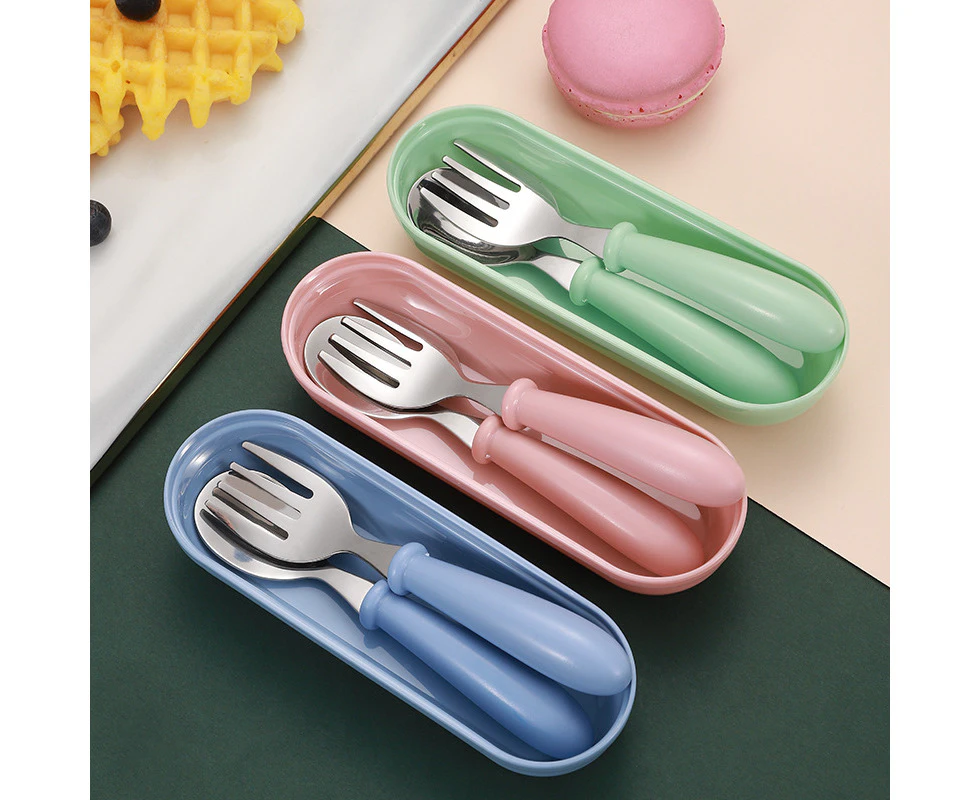 3 Sets Mini Toddler Forks and Spoons, Pink+Green+Blue-