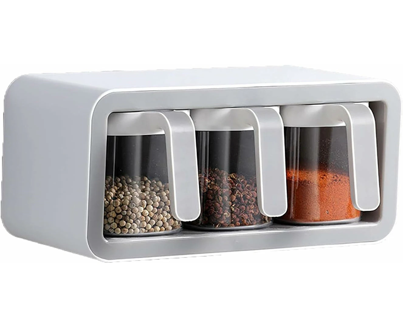 Seasoning Box, Wall-mounted Kitchen Spice Box, Multi-compartment Storage Spice Box, Suitable for Home Kitchen, Bar, Barbecue, Picnic (Grey 3)