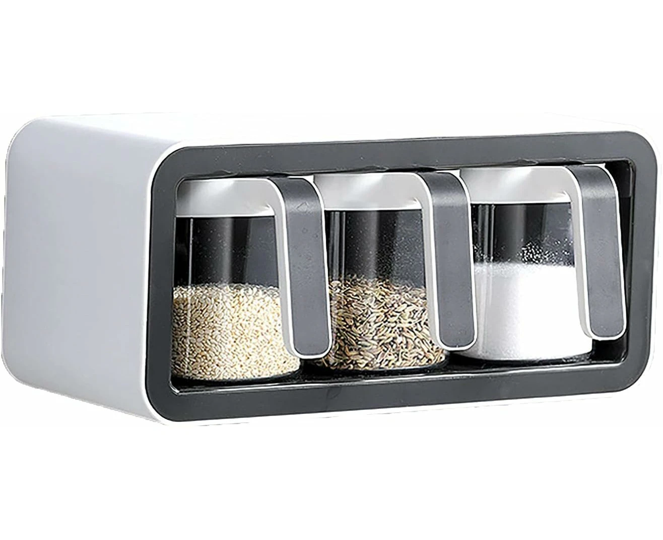 Seasoning Box, Wall-mounted Kitchen Spice Box, Multi-compartment Storage Spice Box, Suitable for Home Kitchen, Bar, Barbecue, Picnic (Black 3)