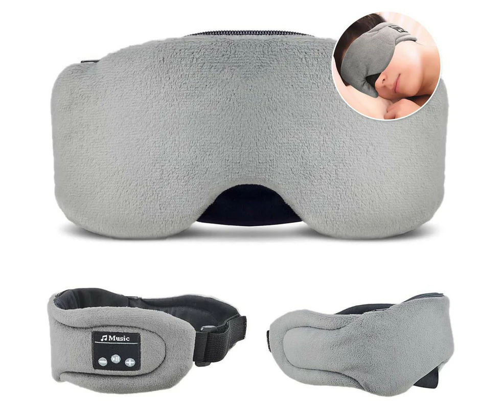 HEYMIX Bluetooth Sleeping Eye Mask Headphones,5.0 Wireless Bluetooth Headset Music Travel Sleep Headset Built-in Microphone for Travel & Sleeping (Grey)