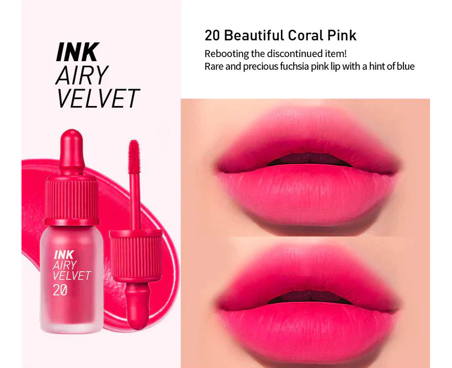 PERIPERA INK THE AIRY VELVET LIP TINT 4g #020 BEAUTIFUL CORAL PINK