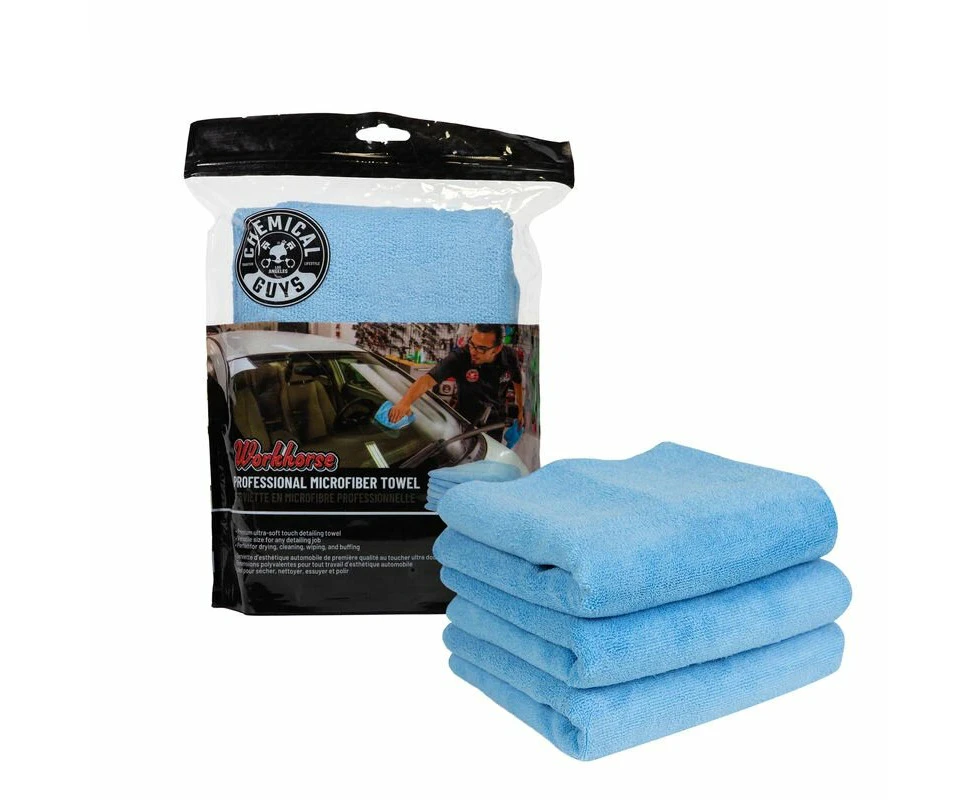 Workhorse Blue Professional Grade Microfiber Towel 16"X16" (Windows) (3 Pack)