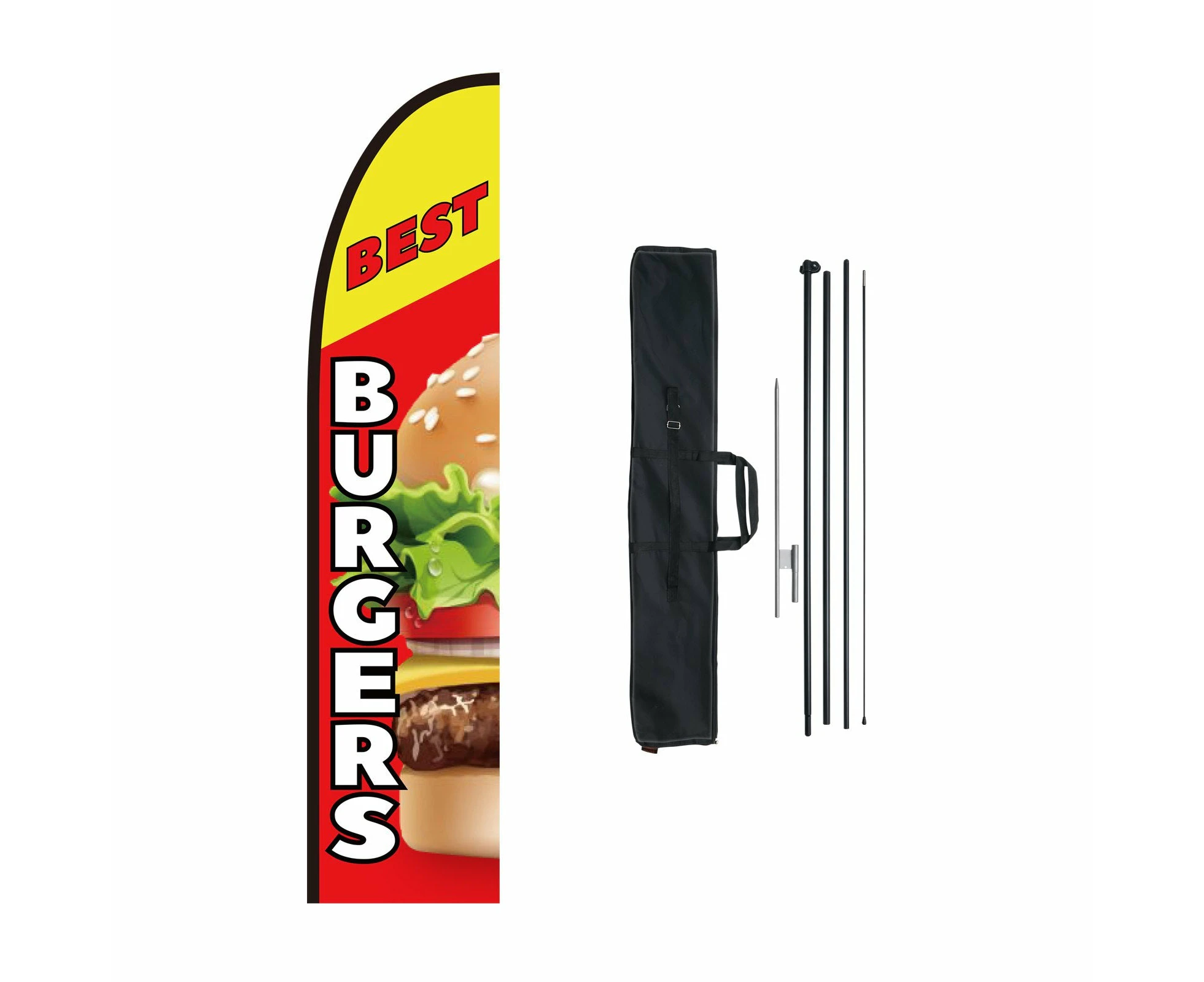 VEVOR Burger Restaurant Advertising Feather Flag Kit Swooper Flag Poles 16.3 FT