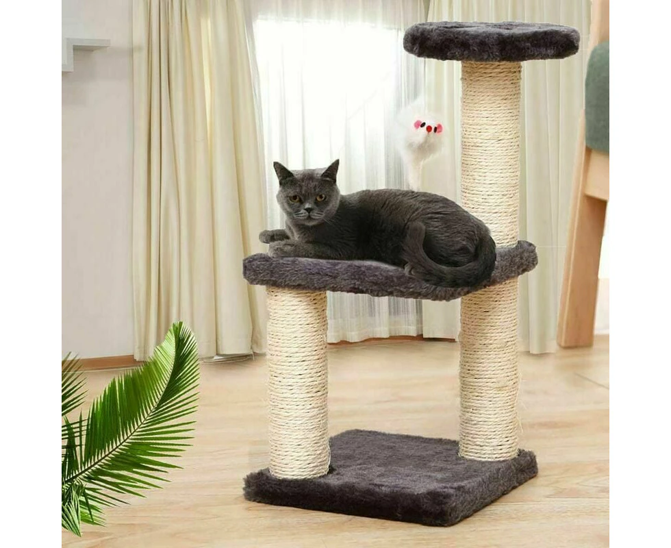 Cat Tree, Three Layers Cat Toy Cat Tree Scratching Post Activity Center Reinforced Columns Nests Large Capacity (20cm x 20cm x 40cm)-black