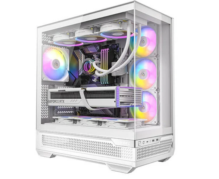 Antec C7-ARGB E-ATX Seamless Panoramic 270 View USB-C 4x ARGB PWM Fans. Side Radiator Support. RTX 4090 Back Connect MBs Flip Door White Case