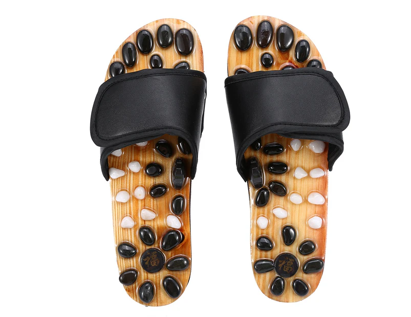 Reflexology Naturopathy Foot Massage Slippers Acupuncture Health Care Massage Shoes (Black 38)