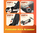 Advwin Kick Scooter Folding Scooter 3 Adjustable Height for Ages 6+ Kid Teens Black & Red