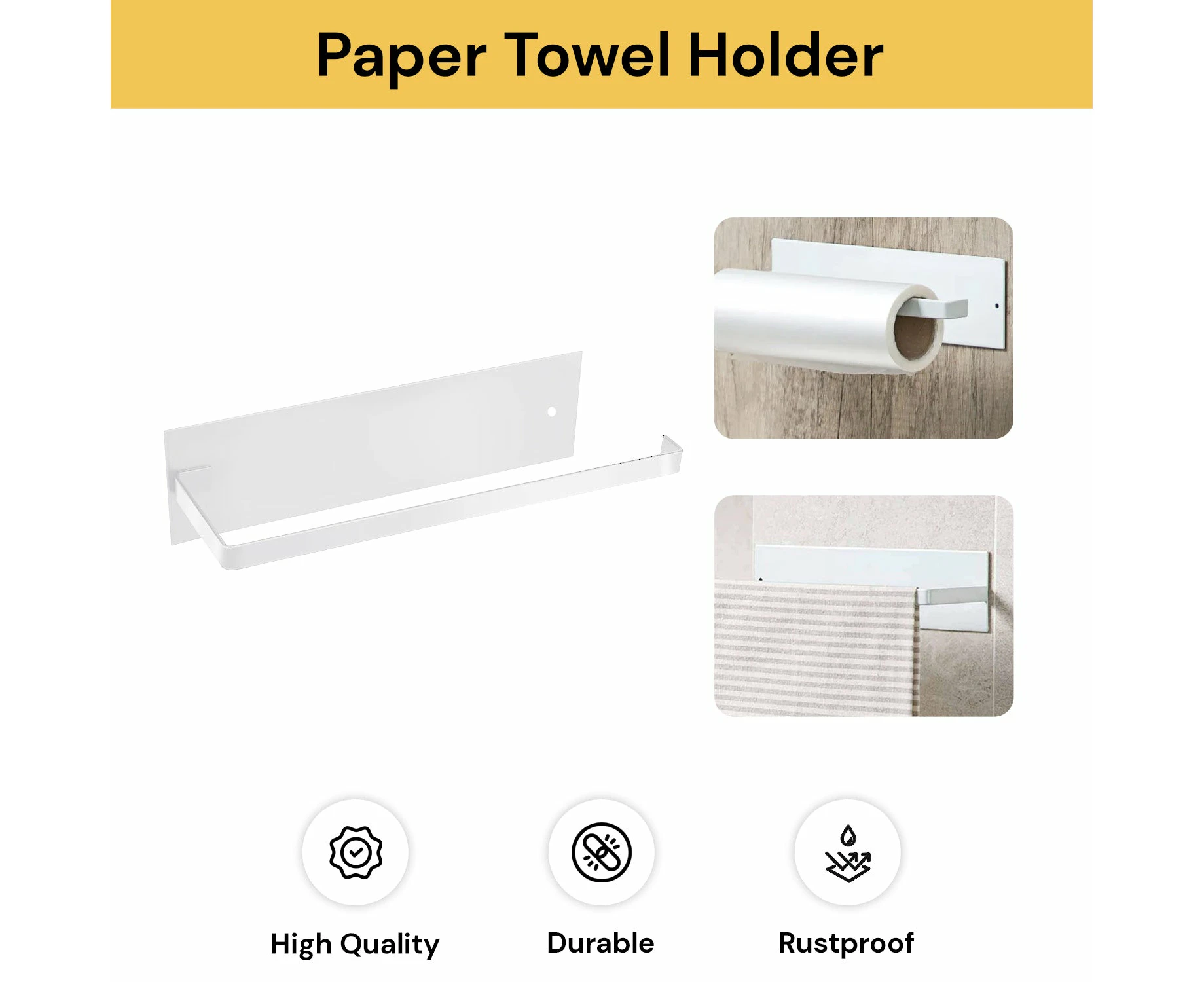 Self-Adhesive Paper Towel Holder - White