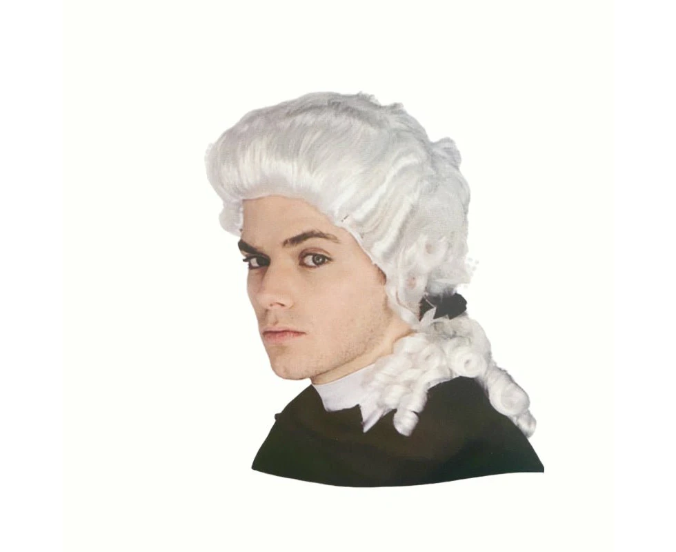 White Judge Wig Colonial Wig Lawyer Dress Costume Halloween Fancy Party wig