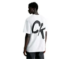 Calvin Klein Mens Relaxed Spray Print T-Shirt Tee - Bright White