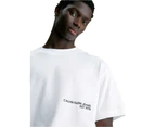 Calvin Klein Mens Relaxed Spray Print T-Shirt Tee - Bright White