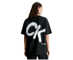 Calvin Klein Mens Relaxed Spray Print T-Shirt Tee - CK Black