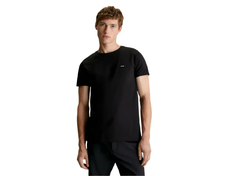 Calvin Klein Mens Slim Cotton Stretch T-Shirt Tee - CK Black