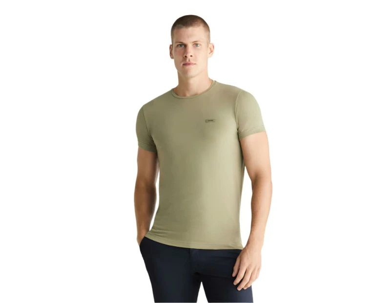 Calvin Klein Mens Slim Cotton Stretch T-Shirt Tee - Delta Green