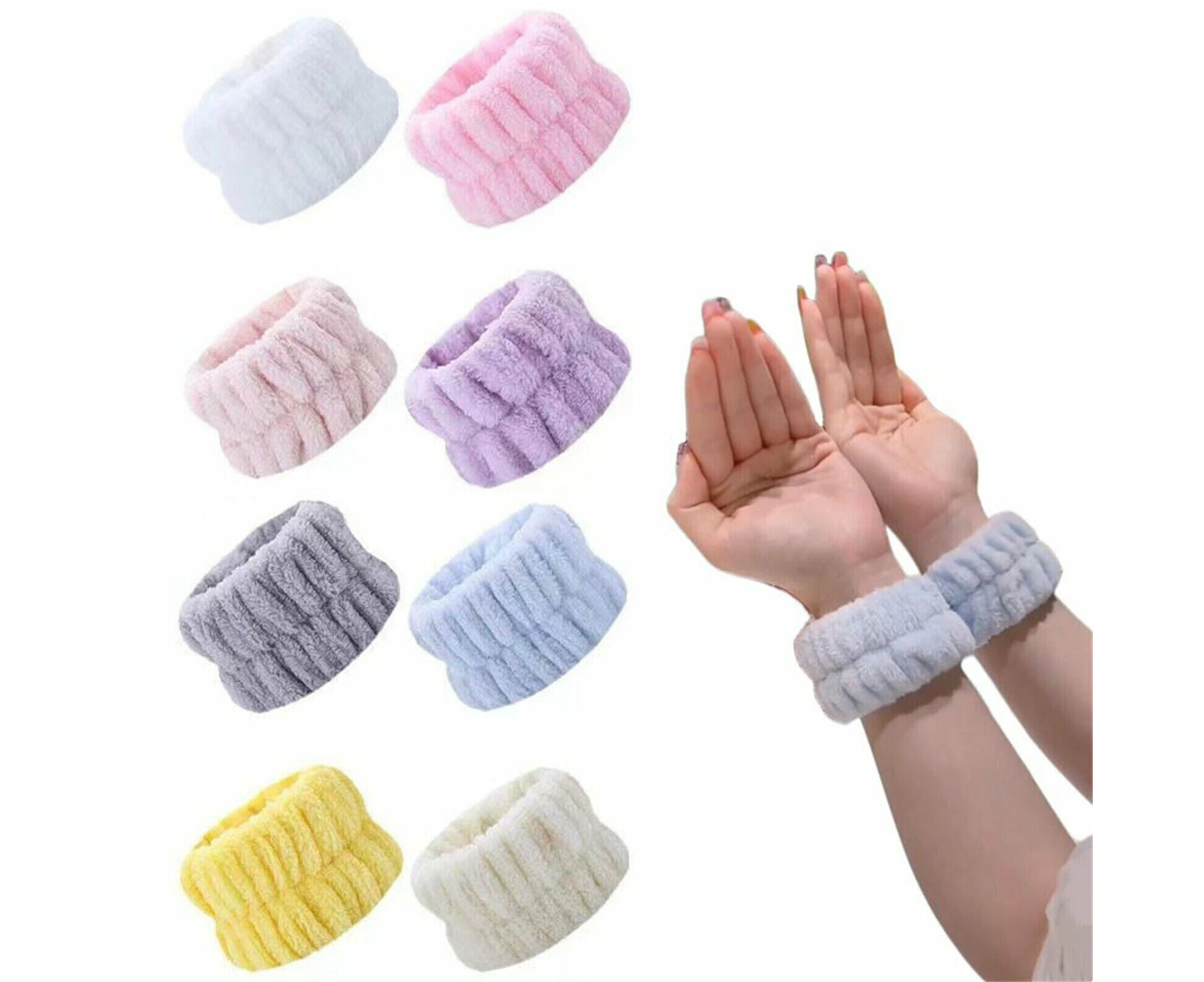 1x Face Wash Wristband Microfiber Absorbent Wrist Washband Washing Face Assorted