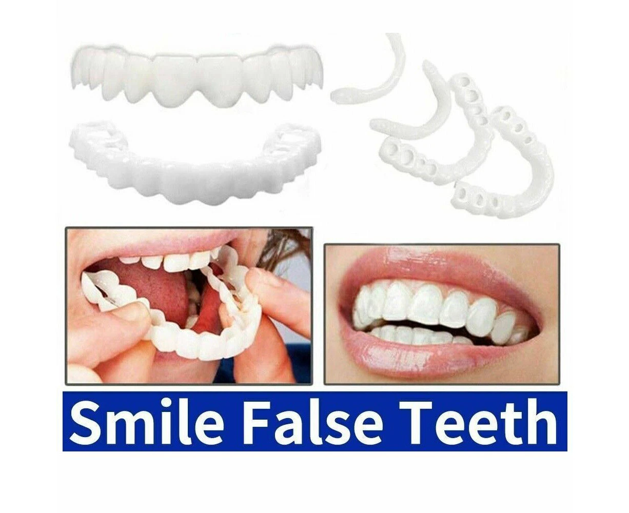 Snap On Bottom &Upper Lower False Teeth Dental Veneers Dentures Fake Tooth Smile