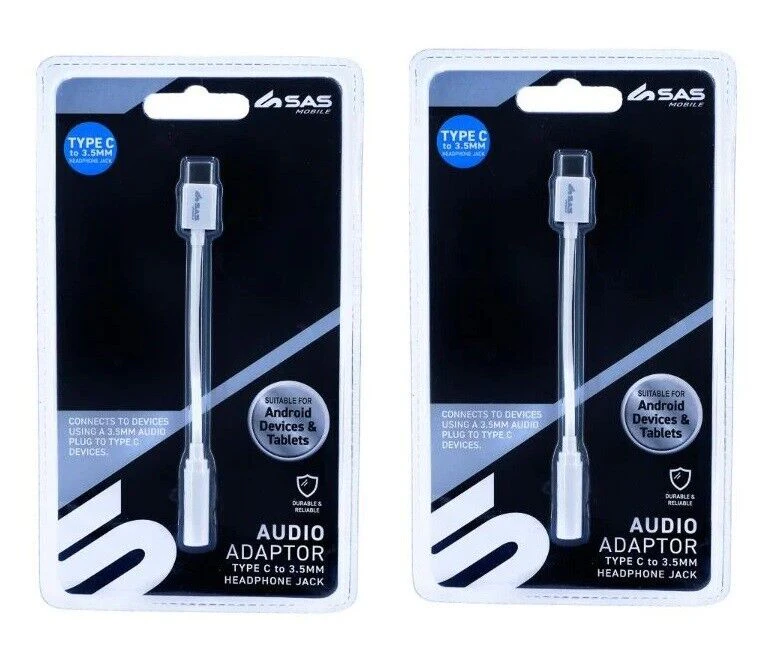 2PC Headphone Audio Adaptor Type C to 3.5mm Jack Aux CableAndroid Tablets