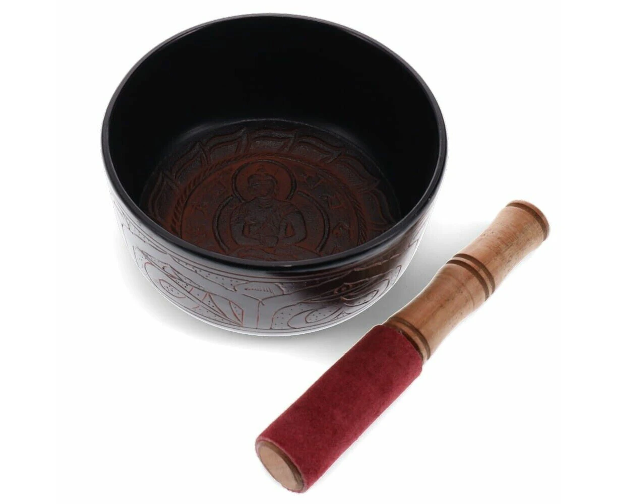 Buddha Singing Bowl Hand Wooden Mallet Meditation Yoga Spiritual - 15 cm