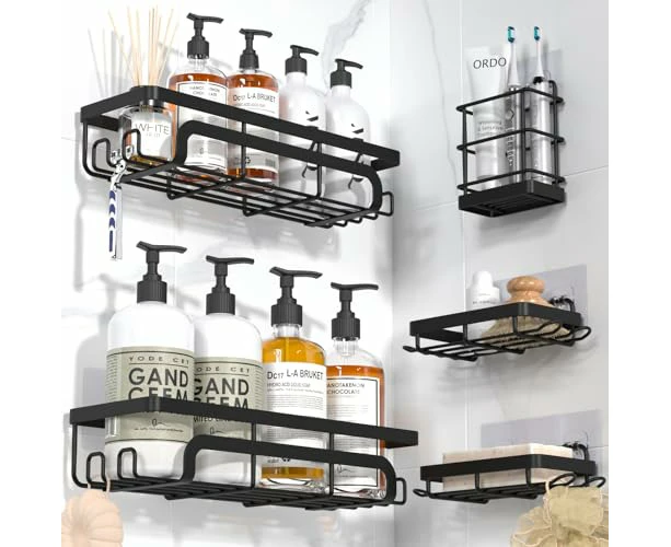 Adhesive Shower Caddy, 5 Pack Shower Organizer with Soap Holder