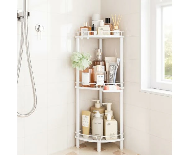 Shower Caddy Standing 3 Tier Rustproof Metal Shower Organizer with Soap Holder