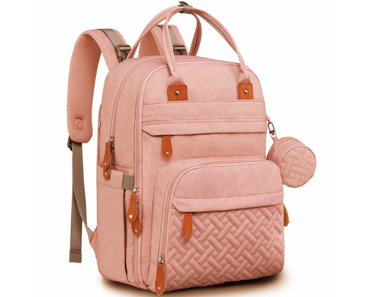 Toddly Urban Ease Series Diaper Bag - Chic Nappy Bag for Daily Baby Essentials - UrbanEase Pink