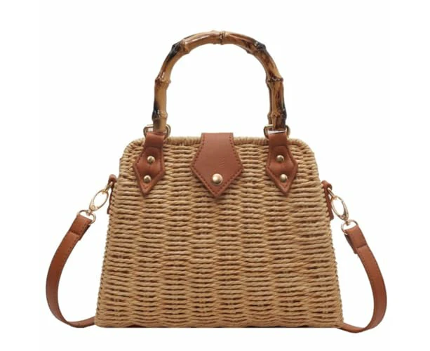 Summer Straw Bags for Women Straw Tote Bag Hand Woven Rattan Purse Beach Bag