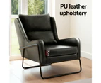 Artiss Armchair Accent Chair PU Leather Wingback Black