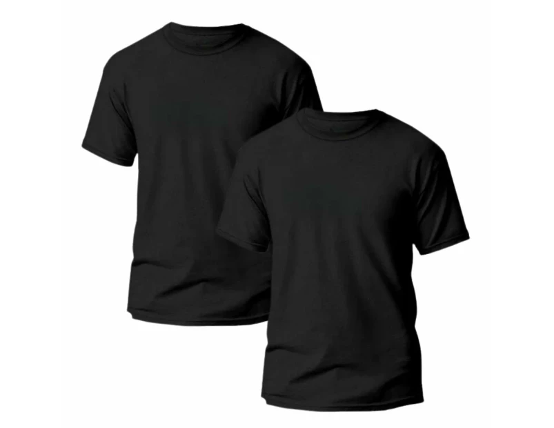 2 Men's Plain Black Crew Neck T-Shirt Pack - Frank and Beans Underwear