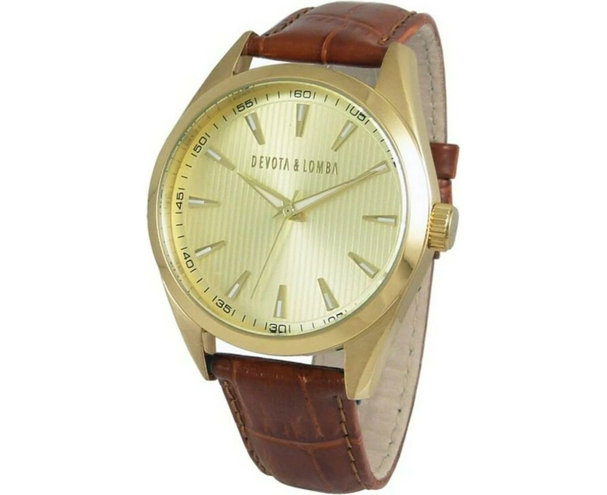 Devota & Lomba Men's Watch Dl014ml 02brgold – Timeless Elegance In Gold