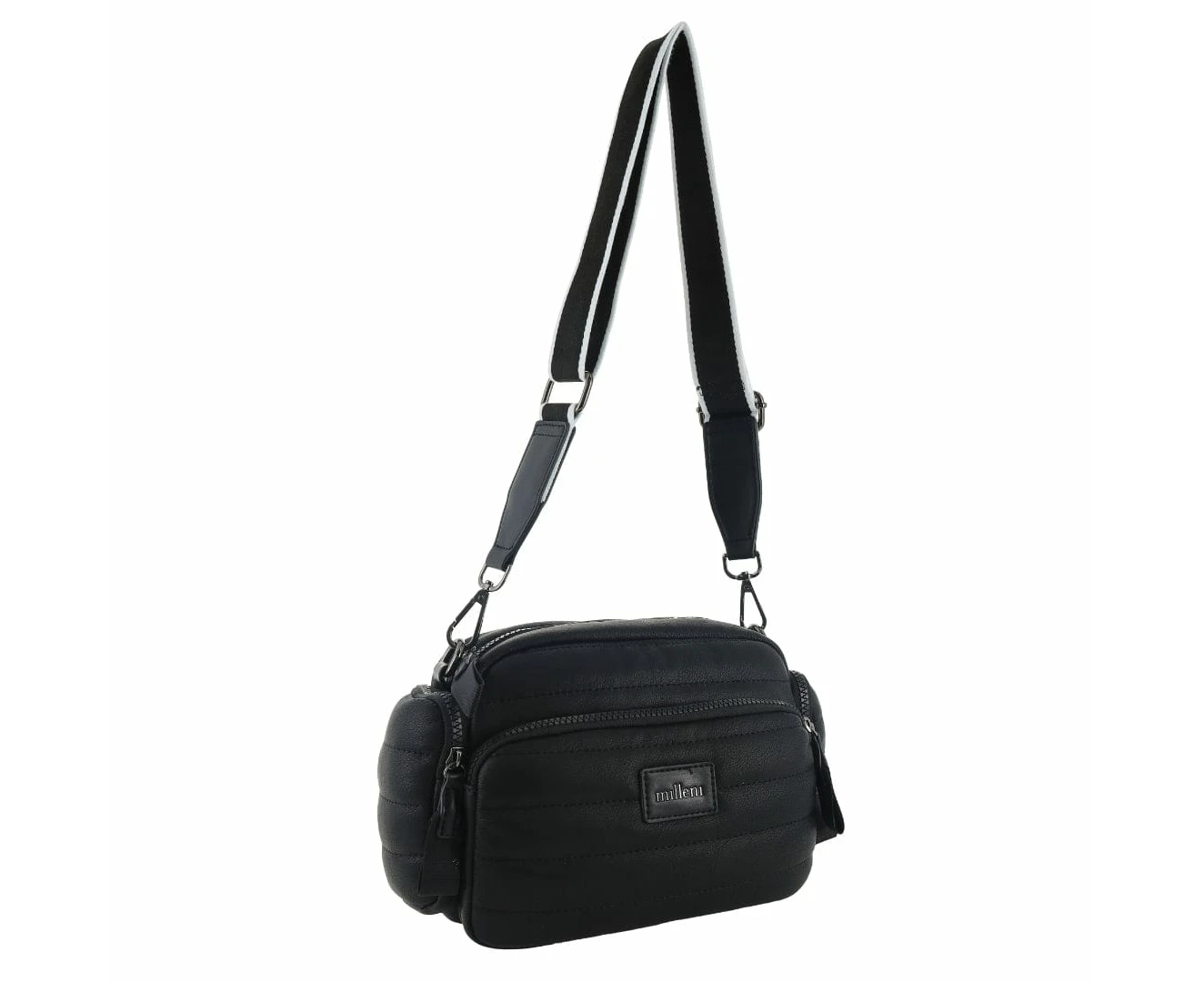 Milleni Ladies Fashion Puffer Crossbody Bag in Black