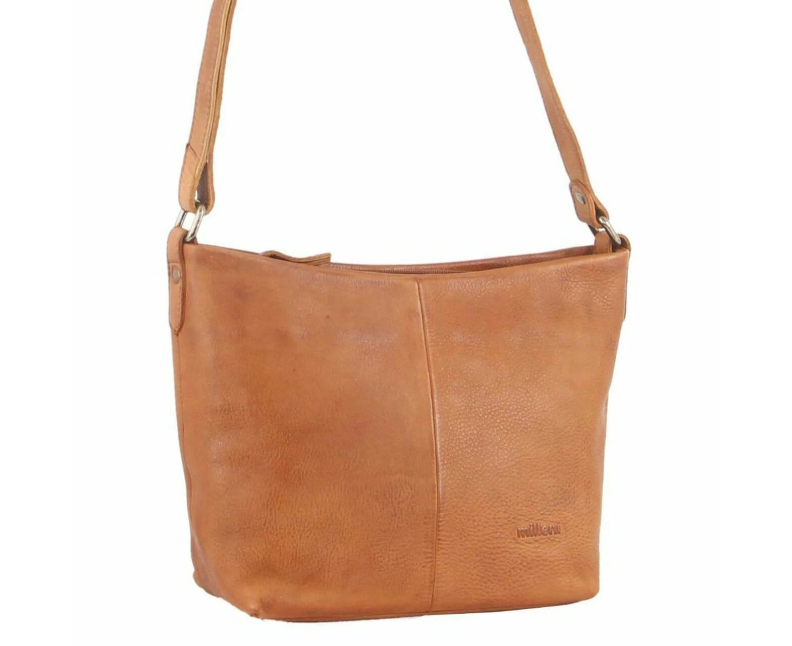 Milleni Ladies Nappa Leather Crossbody Bag in Cognac