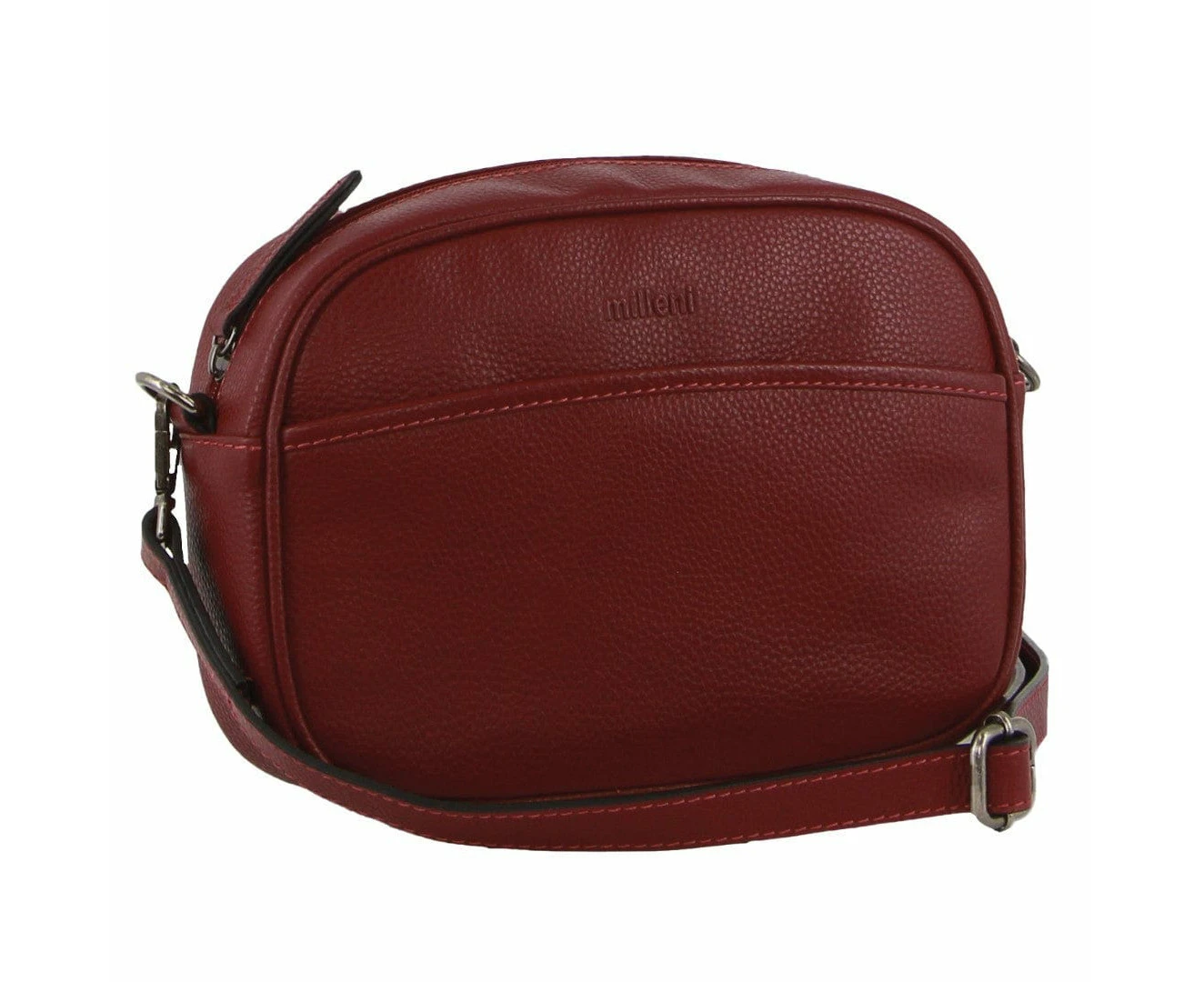 Milleni Ladies Nappa Leather Cross-Body Bag/Clutch in Cabernet