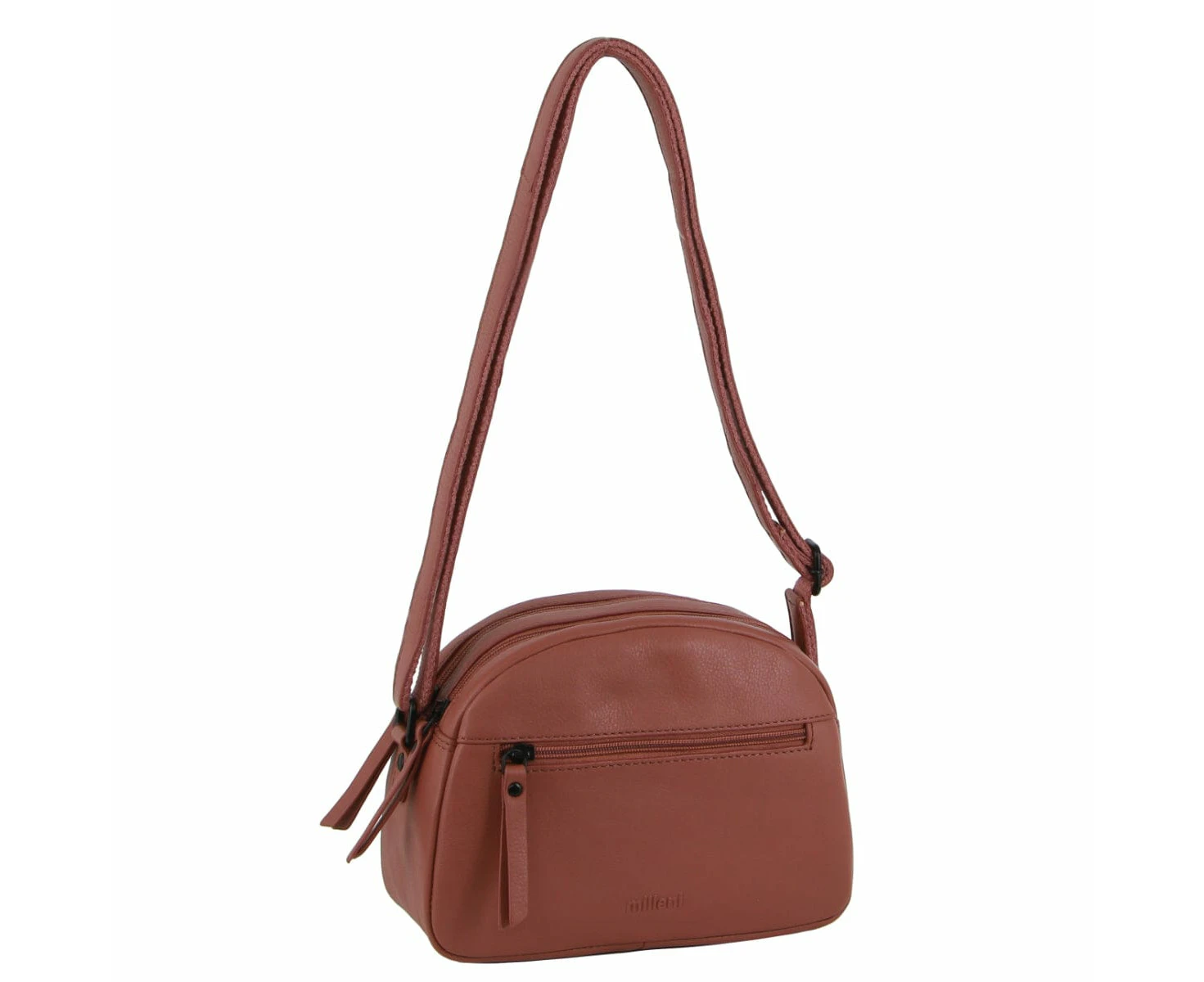 Milleni Leather Ladies Multi-Zip Crossbody Bag in Rose