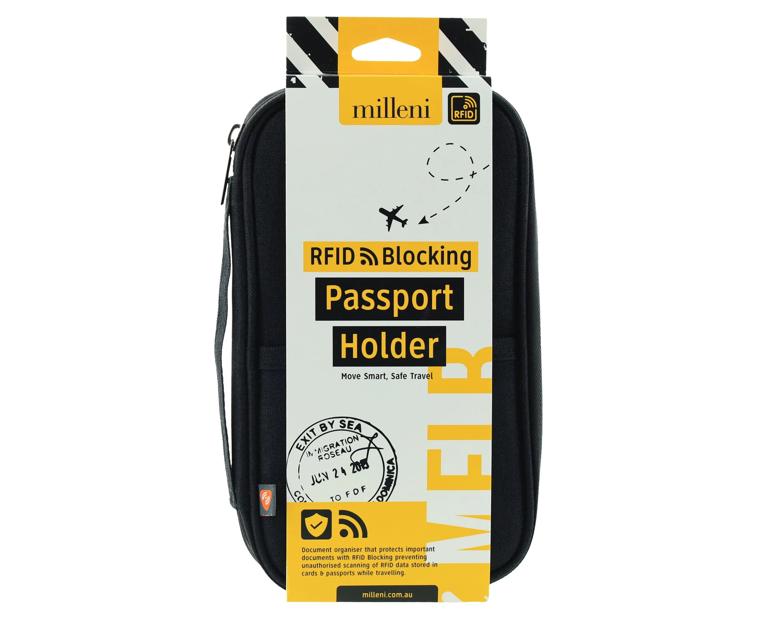 Milleni Travel RFID Blocking Passport Holder in Black