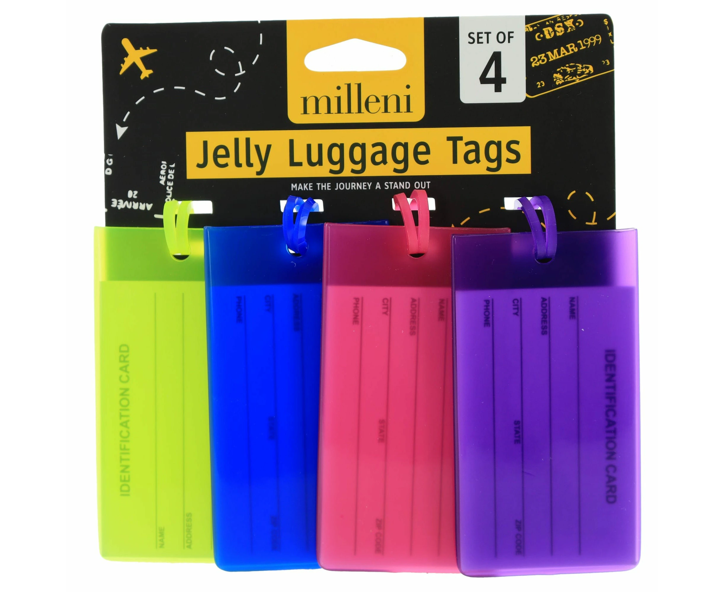 Milleni Travel Jelly Luggage Tags (4 PK)