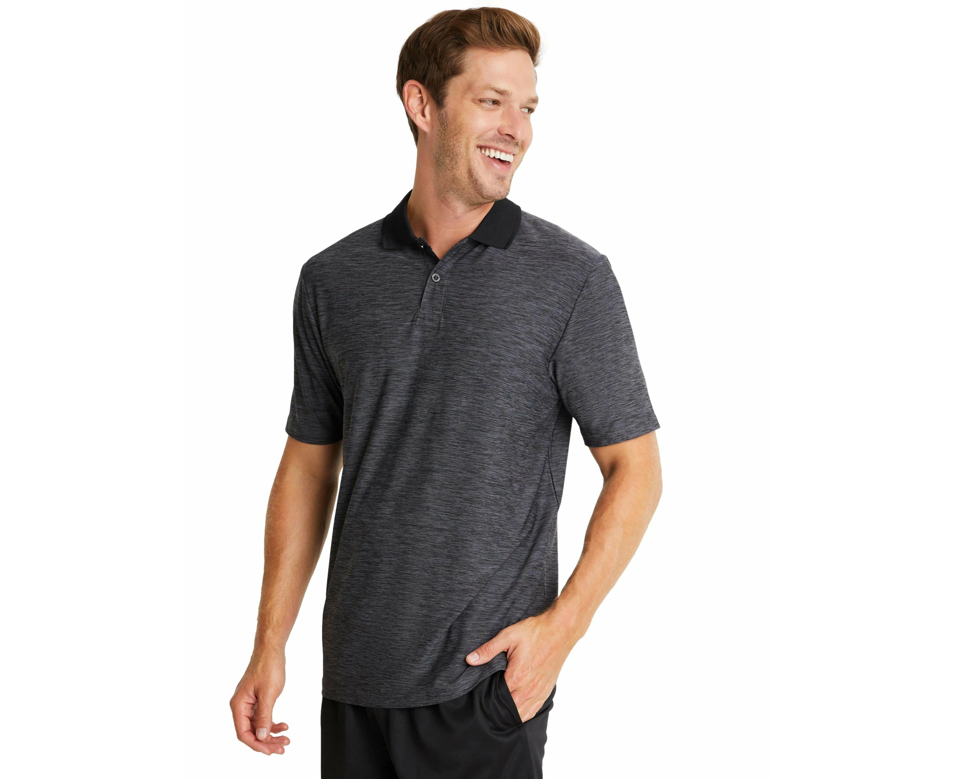 RIVERS - Mens Tops - -Tex Short Sleeve Golf Sport Polo - Charcoal Multi