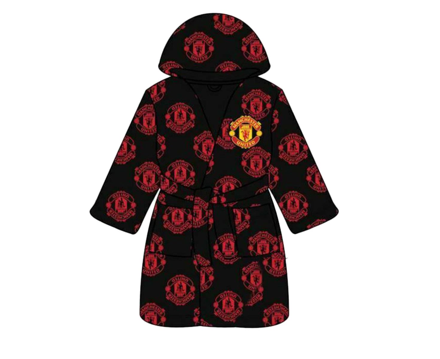 Manchester United FC Unisex Adult Dressing Gown (Black/Red) - BS2614