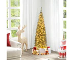 Costway 150CM Pre-Lit Artificial Christmas Tree Slim Pencil Xmas Tree W/ 296 Branch Tips & 150 Warm White LED Lights Muiticolor