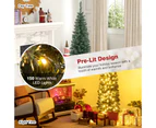 Costway 150CM Pre-Lit Artificial Christmas Tree Slim Pencil Xmas Tree W/ 296 Branch Tips & 150 Warm White LED Lights Muiticolor