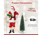 Costway 150CM Pre-Lit Artificial Christmas Tree Slim Pencil Xmas Tree W/ 296 Branch Tips & 150 Warm White LED Lights Muiticolor